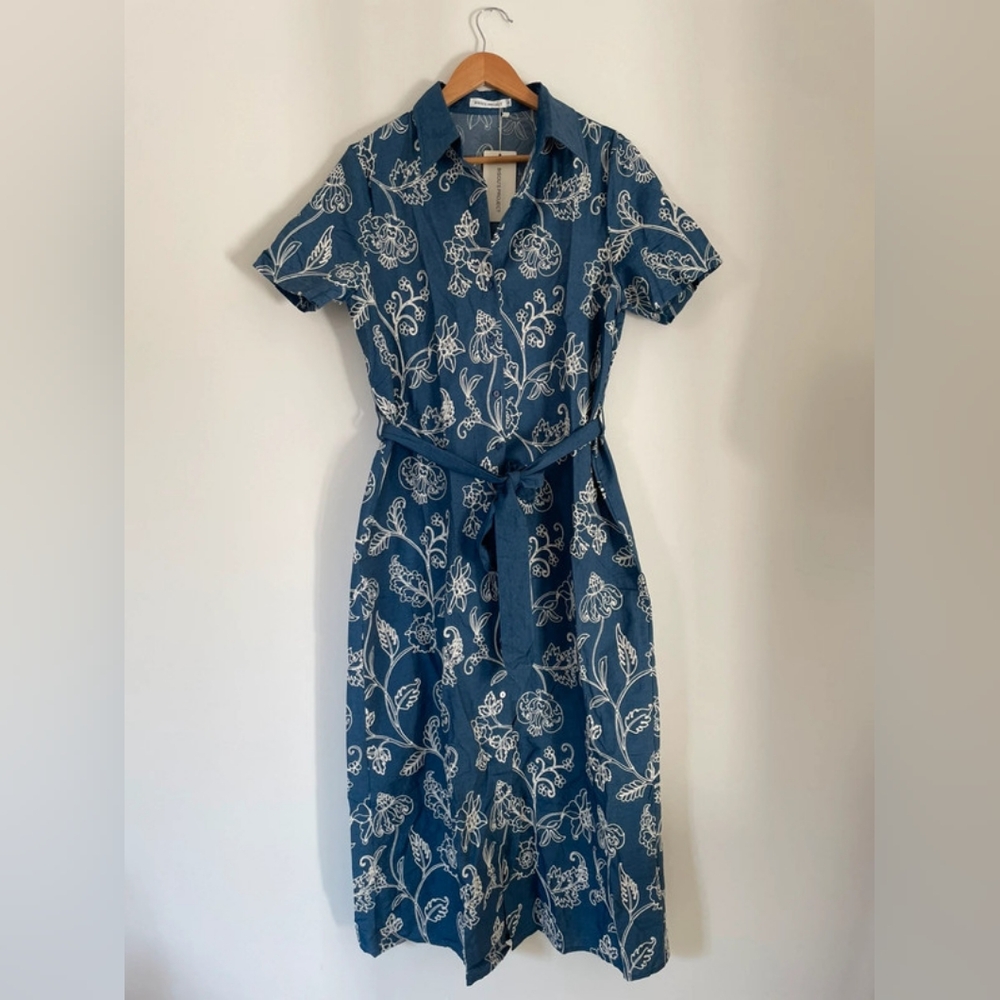 Floral Blue Shirt Dress